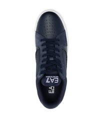 dunkelblaue Leder niedrige Sneakers von Ea7 Emporio Armani