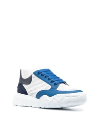 dunkelblaue Leder niedrige Sneakers von Alexander McQueen