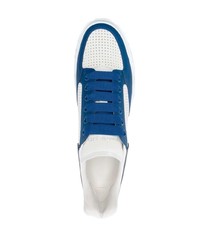 dunkelblaue Leder niedrige Sneakers von Alexander McQueen