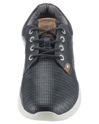 dunkelblaue Leder niedrige Sneakers von Mustang Shoes