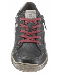 dunkelblaue Leder niedrige Sneakers von Mustang Shoes