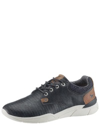 dunkelblaue Leder niedrige Sneakers von Mustang Shoes