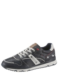 dunkelblaue Leder niedrige Sneakers von Mustang Shoes