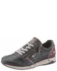 dunkelblaue Leder niedrige Sneakers von Mustang Shoes