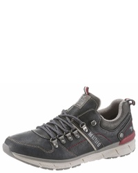 dunkelblaue Leder niedrige Sneakers von Mustang Shoes