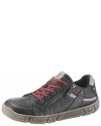 dunkelblaue Leder niedrige Sneakers von Mustang Shoes