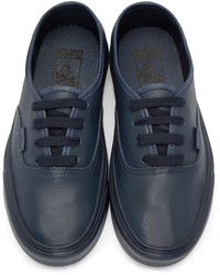 dunkelblaue Leder niedrige Sneakers von Vans