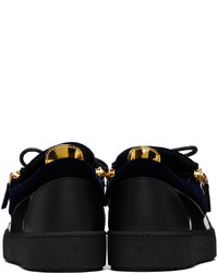 dunkelblaue Leder niedrige Sneakers von Giuseppe Zanotti