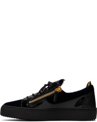 dunkelblaue Leder niedrige Sneakers von Giuseppe Zanotti