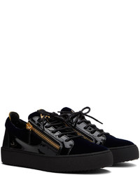 dunkelblaue Leder niedrige Sneakers von Giuseppe Zanotti