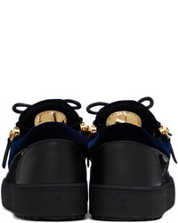 dunkelblaue Leder niedrige Sneakers von Giuseppe Zanotti