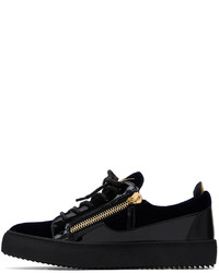 dunkelblaue Leder niedrige Sneakers von Giuseppe Zanotti