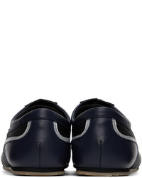 dunkelblaue Leder niedrige Sneakers von Molly Goddard