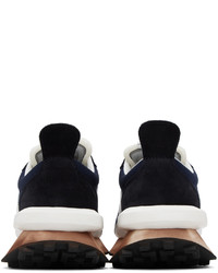 dunkelblaue Leder niedrige Sneakers von Lanvin