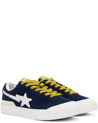 dunkelblaue Leder niedrige Sneakers von BAPE