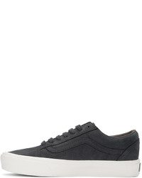 dunkelblaue Leder niedrige Sneakers von Vans