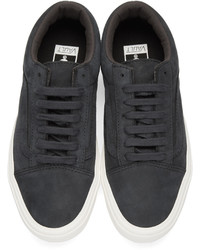 dunkelblaue Leder niedrige Sneakers von Vans