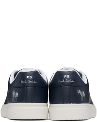 dunkelblaue Leder niedrige Sneakers von Ps By Paul Smith