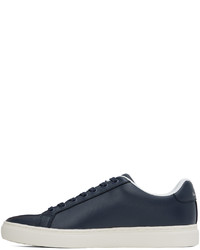 dunkelblaue Leder niedrige Sneakers von Ps By Paul Smith