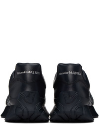 dunkelblaue Leder niedrige Sneakers von Alexander McQueen