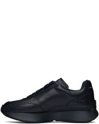 dunkelblaue Leder niedrige Sneakers von Alexander McQueen