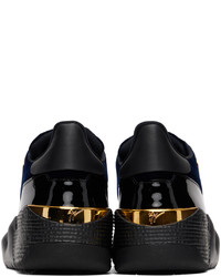 dunkelblaue Leder niedrige Sneakers von Giuseppe Zanotti