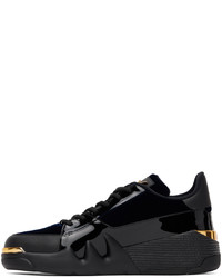 dunkelblaue Leder niedrige Sneakers von Giuseppe Zanotti