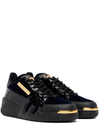 dunkelblaue Leder niedrige Sneakers von Giuseppe Zanotti