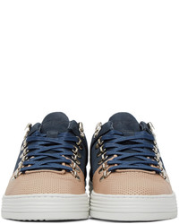 dunkelblaue Leder niedrige Sneakers von Filling Pieces