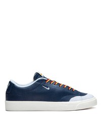 dunkelblaue Leder niedrige Sneakers von Nike