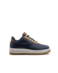 dunkelblaue Leder niedrige Sneakers von Nike