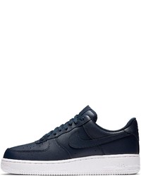 dunkelblaue Leder niedrige Sneakers von Nike Sportswear