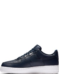 dunkelblaue Leder niedrige Sneakers von Nike Sportswear