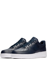 dunkelblaue Leder niedrige Sneakers von Nike Sportswear