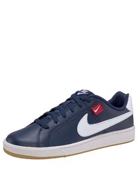 dunkelblaue Leder niedrige Sneakers von Nike Sportswear