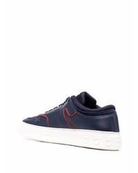 dunkelblaue Leder niedrige Sneakers von Salvatore Ferragamo