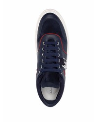 dunkelblaue Leder niedrige Sneakers von Salvatore Ferragamo