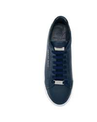 dunkelblaue Leder niedrige Sneakers von Philipp Plein