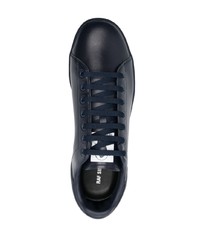 dunkelblaue Leder niedrige Sneakers von Raf Simons