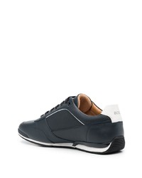 dunkelblaue Leder niedrige Sneakers von BOSS