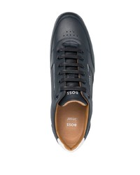 dunkelblaue Leder niedrige Sneakers von BOSS