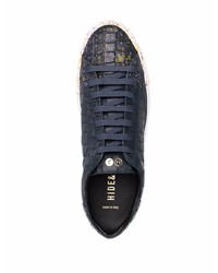 dunkelblaue Leder niedrige Sneakers von Hide&Jack