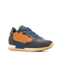 dunkelblaue Leder niedrige Sneakers von Philippe Model