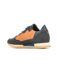 dunkelblaue Leder niedrige Sneakers von Philippe Model