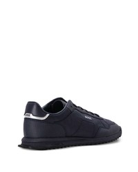 dunkelblaue Leder niedrige Sneakers von BOSS