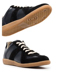 dunkelblaue Leder niedrige Sneakers von Maison Margiela