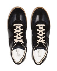 dunkelblaue Leder niedrige Sneakers von Maison Margiela