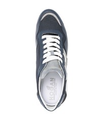 dunkelblaue Leder niedrige Sneakers von Hogan