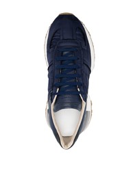 dunkelblaue Leder niedrige Sneakers von Maison Margiela