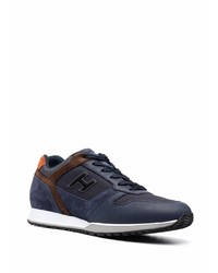 dunkelblaue Leder niedrige Sneakers von Hogan